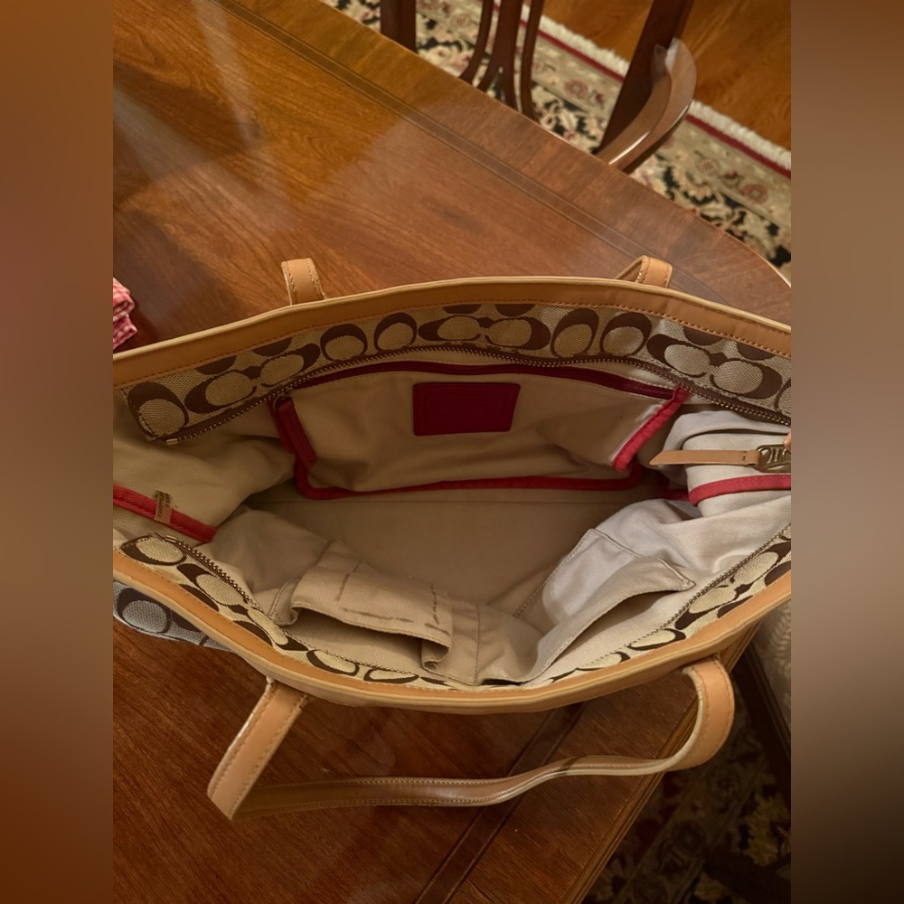 Coach Tan and Brown Signature Tote - Picture 4 of 5